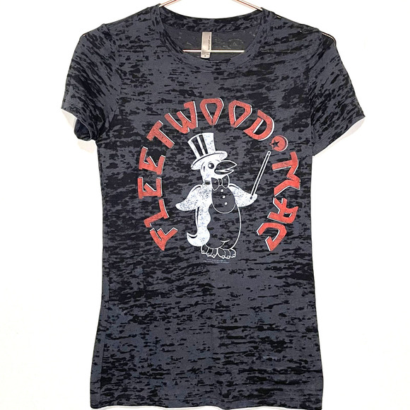 Next Level Apparel Fleetwood Mac Penguin Graphic Black Burnout Tee Size Medium - Picture 1 of 7